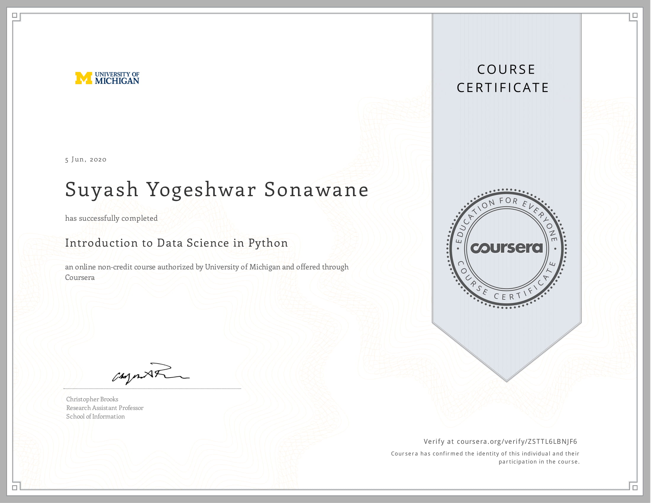 Suyash Sonawane | Introduction to Data Science in Python